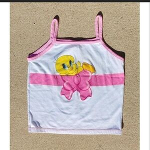 Vintage 90s Tweety Bird Looney Tunes Camisole Tank Top Med Y2K